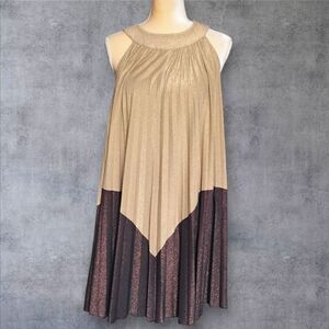 Free People Womens Pleated Love Metallic Mini Dress Size Medium